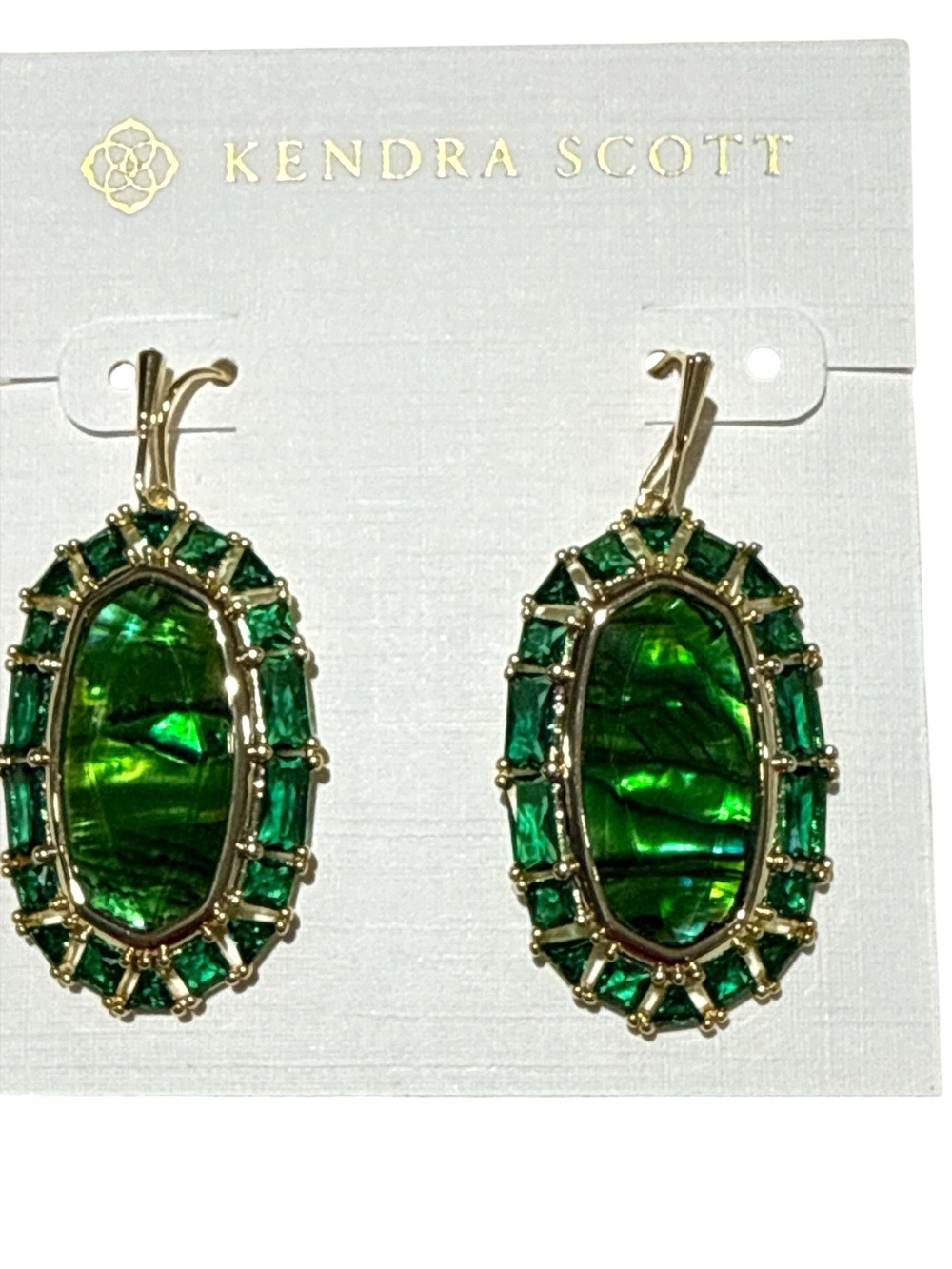 Kendra Scott Elle Kelly Green Oval Drop Earrings - Gold